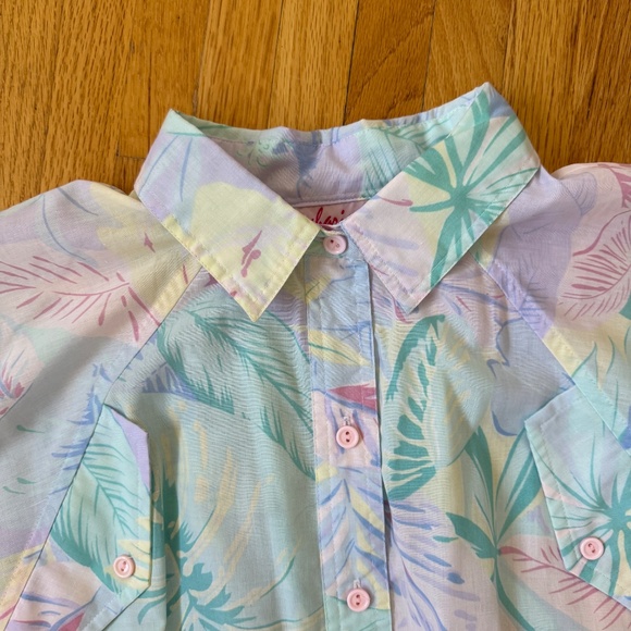 Stunning Vintage 80s pastel tropical shirt dress 💐 - Picture 8 of 13